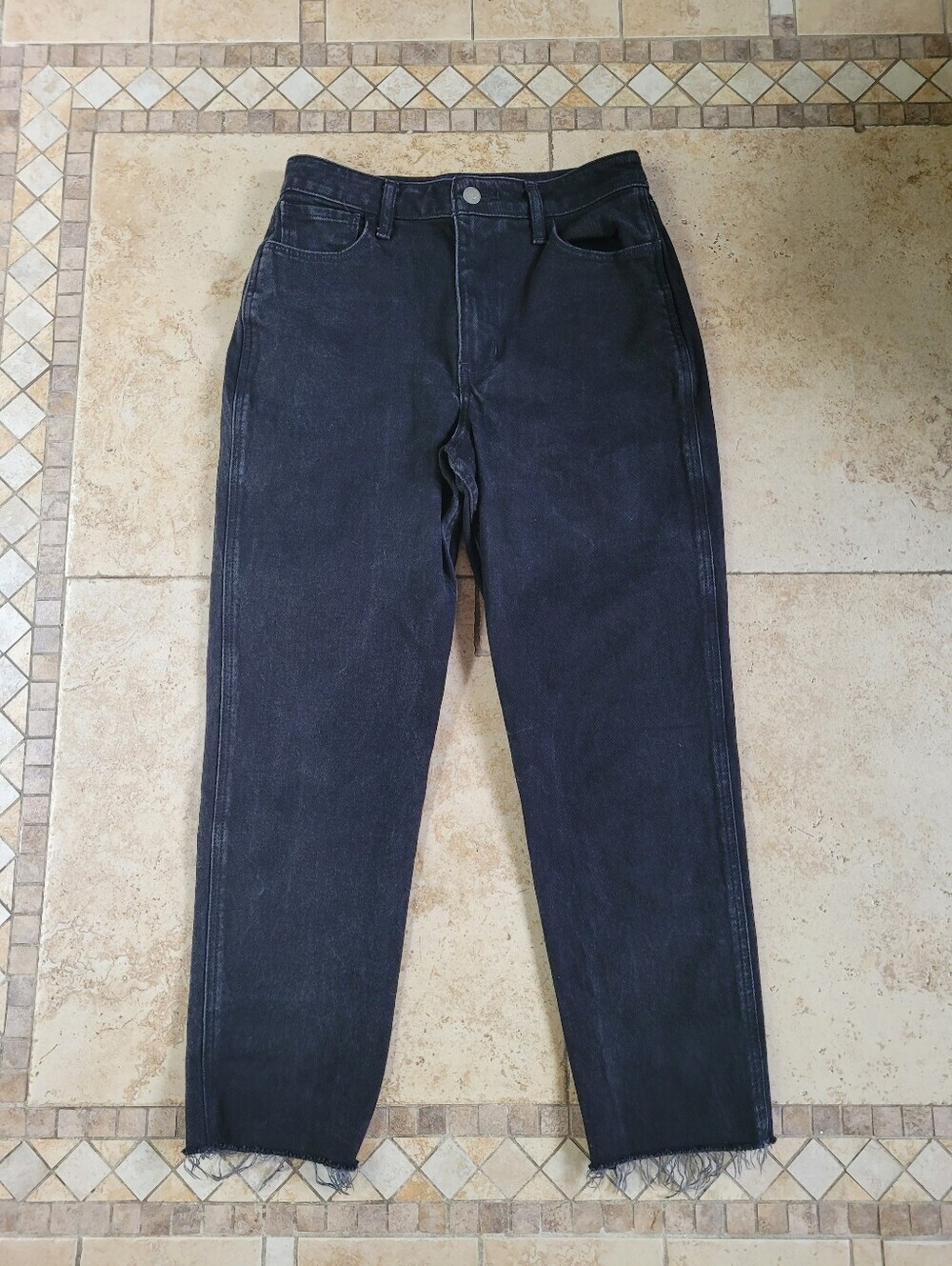 Hollister Black Straight-Leg Jeans with Raw Hem